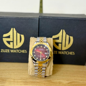 Rolex Datejust Inspired Luxury Watch – Dual Tone Gold & Silver (Green & Maroon Dial)